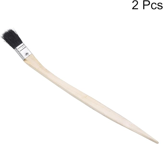 uxcell 2pcs Bent Radiator Paint Brush 1" Width Curved Wall Paint Soft Bristle Brushes with Long Wood Handle for Painting DIY Wall Treatment