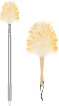 2Pcs Sofa Cleaning Lambswool Duster, Feather Duster for Cleaning Fans, Reusable Table Cleaning Faux Lambswool Duster with Retractable Pole for Photo Frames and Furniture
