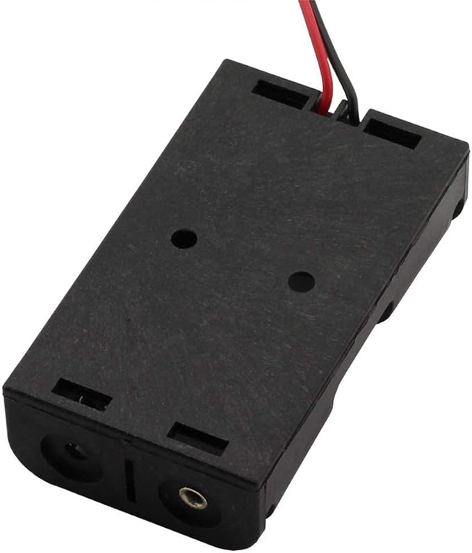 6 Pieces 2 Slots x 1.5V AA Battery Case Holder Battery Spring Clip Storage Box with 6 inches Wire Leads