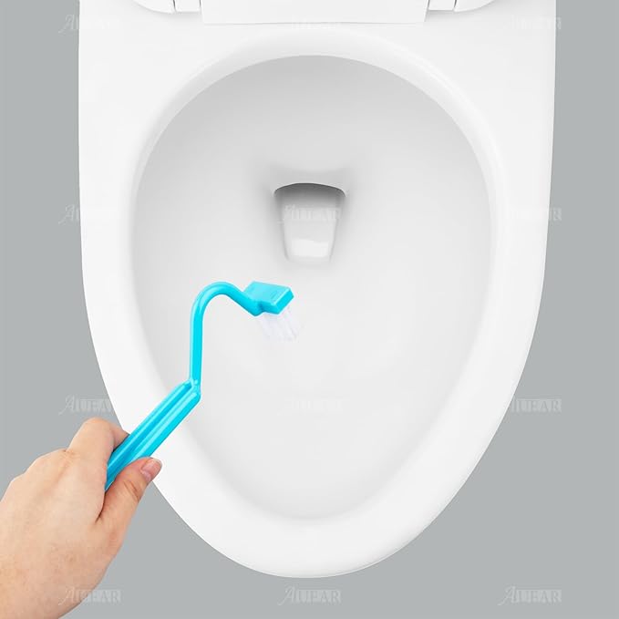 AUEAR, 4 Pack Plastic Curved Small Toilet Brushes Cleaning for Edges Corner Crevices