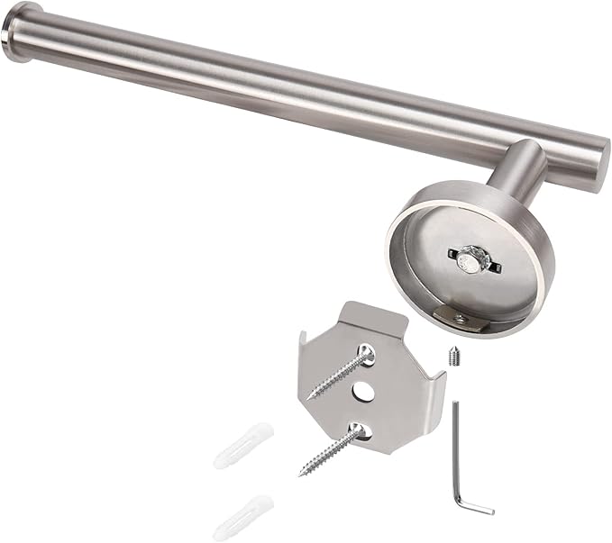 NearMoon Bath Toilet Paper Holder+ Hand Towel Holder, 2 Pieces Bathroom Hardware Set- Premium 304 Stainless Steel Toilet Roll Holder and Towel Rack Wall Mounted for Kitchen (Brushed Nickel)