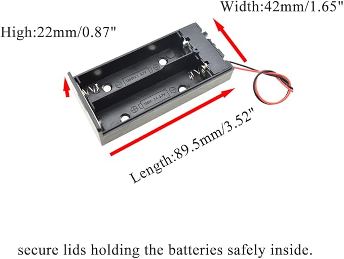 HAHIYO 18650 Battery Holder Bundle with Wire Sturdy Cover Flexible Springs Contact Build-in Switch Batteries Black Case Easy Install 5 Pieces for Wall Clocks Ham Radio Kids Toys