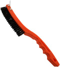 BRISTLE INDUSTRIAL BRUSHES (12 Pack) 13.5" (34.3 cm) Cleaning Brush with Metal Scraper | Tough Plastic Bristles | Vibrant Orange Nylon Molded Handle | Finger Grip Design | Display Box Set