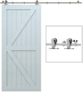 TSMST 10FT Sliding Barn Door Hardware Kit, Top Mount Stainless Steel Heavy Duty Sturdy Barn Door Track for Single Wood Door, Slide Smoothly Quietly (T Style)