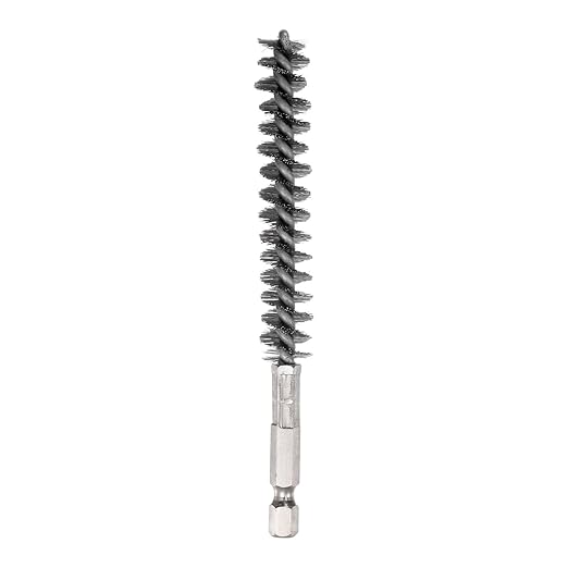 HARFINGTON Stainless Steel Bore Brush 12mm Dia Cleaning Wire Brush with Handle 1/4 Inch Hex Shank for Tubes, Ports, Bearings