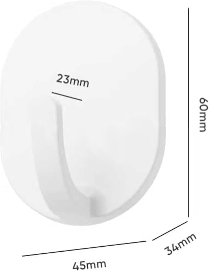 lightstar 5 Pcs Adhesive Plastic Hooks - Wall Hooks for Hanging, Drill-Free, Seamless - Kitchen Bathroom - 60 * 45 * 34 mm, White (for 3.5 LB)