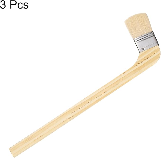 HARFINGTON Paint Brush 3Pcs 2" Brush Width Reusable Variety Angled Bend Brushes Radiator Paint for All Latex Oil Painting Furniture Walls Treatment, Brown