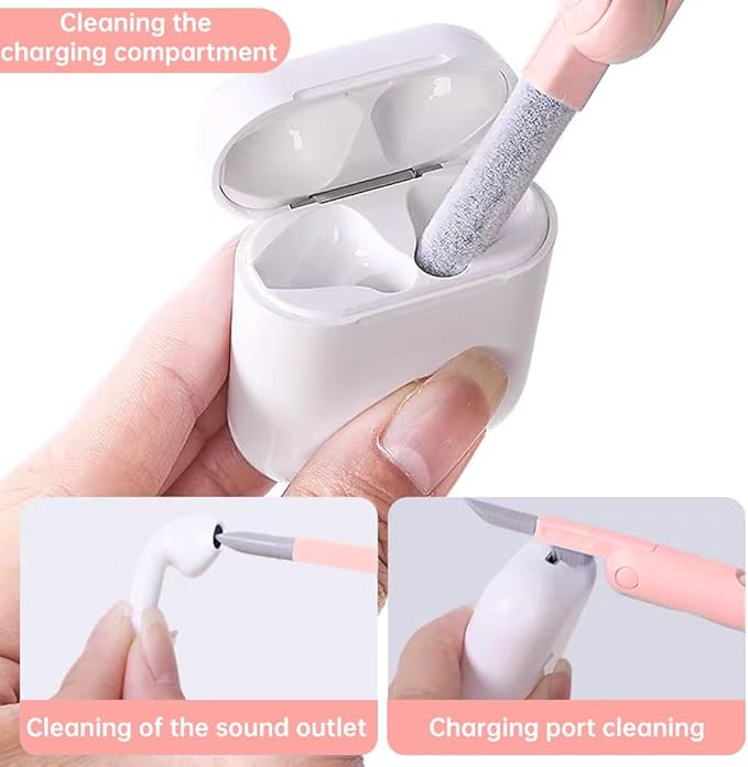 7 in 1 Electronic Cleaner Kit,Keyboard Cleaner Laptop Monitor Computer Keyboard Brush for Earphones Mobile Phones Tablets Laptop and Camera(Color:Pink)