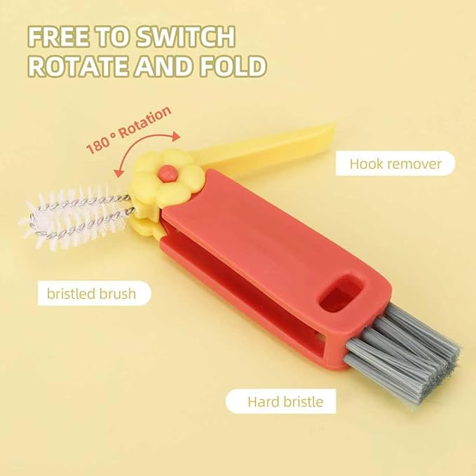 6Pcs 3 in 1 Cup Lid Cleaning Brush, Multifunctional Bottle Cleaning Brush, Cup Lid Gap Cleaner for Home Kitchen