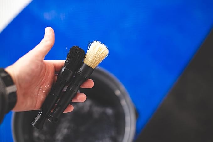 Detail Factory Boar Hair Detailing Brush Large, Comfortable Grip and Heavy-Duty Scrubbing for Interior, Exterior, Engine Bay, Wheels, Exhaust Tips, Textured Plastic