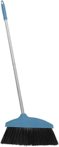 Uonlytech Soft Bristle Broom with Dustpan Set, Blue Household Sweeping Brush for Hair-Free Cleaning, Lightweight Floor Broom for Kitchen, Garage, Patio, and Lawn Use