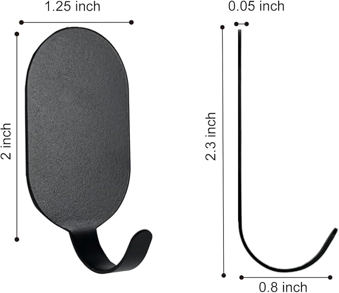 Sticky Adhesive Hooks for Hanging, Stainless Steel Hooks, Key Hooks, Towel Hooks, Coat Hooks, Command Hooks Wall Mount Hanger Door Hook Kitchen Utility Hooks, Drill Free No Damage 10 Pcs (Black)
