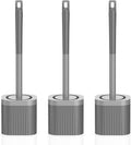 Toilet Brush, Compact Toilet Brush and Holder Set with Nylon Bristles 3 Pack Toilet Bowl Brush Hidden Scrubber Brushes for Bathroom Deep Cleaning-Grey