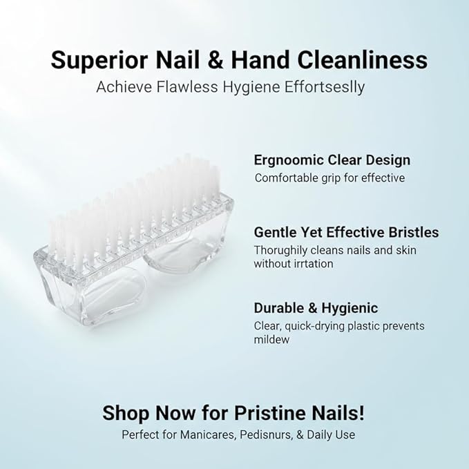 3Pcs Different Kinds of Fingernail brush with Plastic Handle Nail brush for cleaning Fingernails - Easy to use Nail Scrub brush - Nail Cleaner Nail brushes for Hands Feet(transparency)