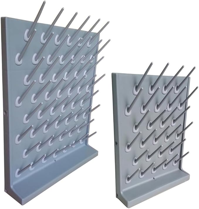 2 Pcs Laboratory Drying Rack, 27 Pegs Lab Supply Pegboard Bench-top/Wall-Mount Laboratory Glassware Built-in Molded Drain Pan Lab Supply Pegboard Detachable Lab Rack for Tube Beaker Flask Dry