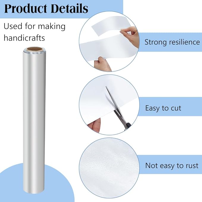 Standard Aluminum Metal Crafts DIY Foil Roll 0.05 mm Thick for Art Project Crafts Foil Roll Aluminum for Crafting Art Project Painting and Embossing(11.8 inch X 32.8ft,Silver)