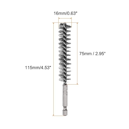 HARFINGTON 5Pcs Bore Brush Stainless Steel 16mm Dia Cleaning Twisted Wire Brush Tube Pipe Cleaner with Handle 1/4 Inch Hex Shank for Tubes, Ports, Bearings