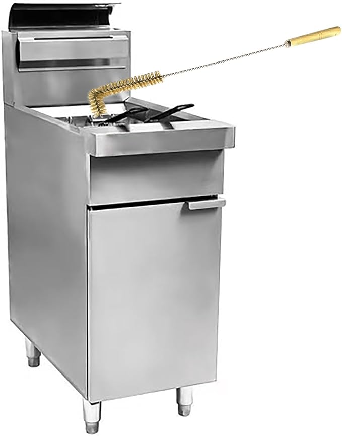 SUNRISE Fryer Brush with Long Handle (Brass, L Brush)