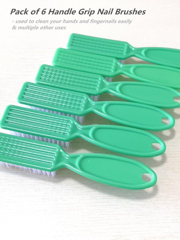 6Pcs Nail Brush for Cleaning Fingernails, Handle Grip Cleaning Brush for Nail and Toenail, Nail Dust Brush Manicure Pedicure Tools Scrubbing Brush Women Men Home Salon(Green)