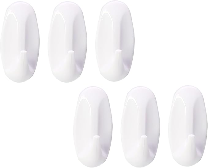 6 Pack Small Utility Hooks, Holds up to 1.5 lb, Damage Free Hanging Hooks Removable Wall Hooks Self Adhesive Hooks, Heavy Duty Sticky Hooks for Hanging Garland Hat Key Coat Wreath Towel