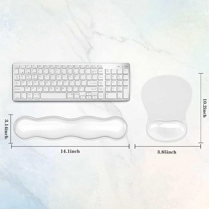 Gel Keyboard & Mouse Wrist Rest Set, Ergonomic Keyboard and Mouse Pad with Wrist Support Typing Pain Relief，Suitable for Office/Computer/Laptop/Gaming（White Set ）