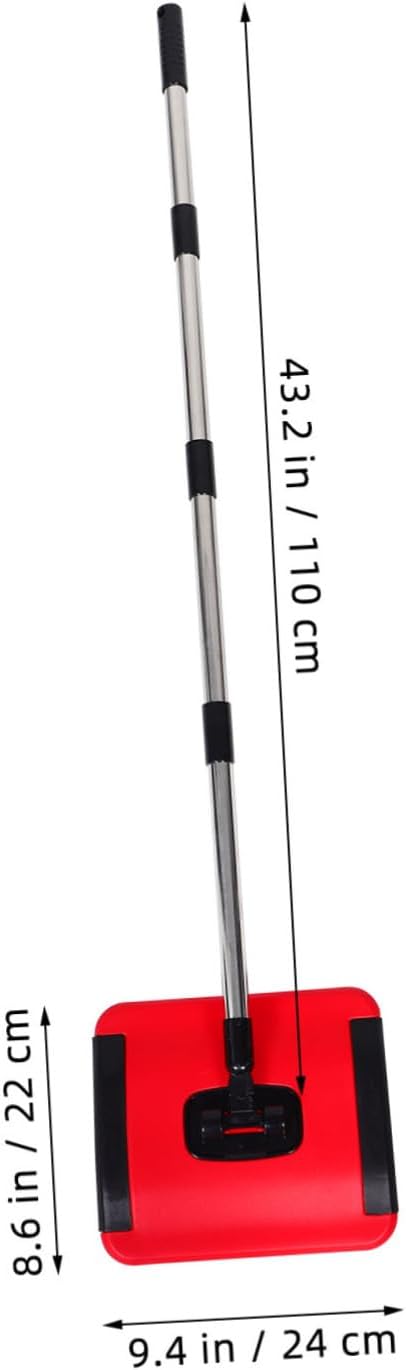 1Set Adjustable Height Manual Carpet Sweeper with Rotating Brush Rolls for Pet Hair and Dust Removal Versatile Push Broom Vacuum Cleaner for Carpets Rugs Hard Floors and Tiles