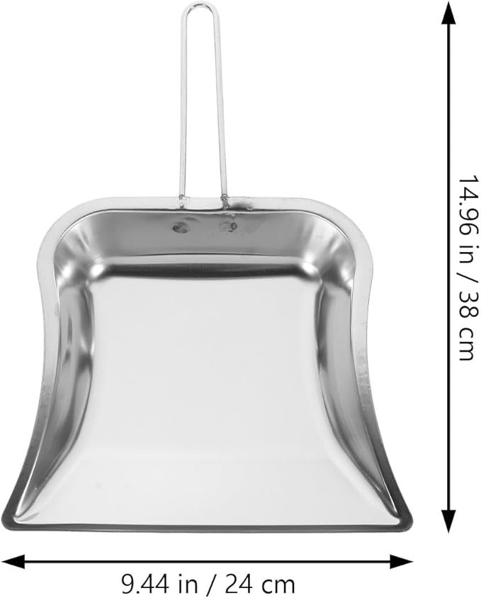 Stainless Steel Handheld Dustpan with Handle 2pcs, Portable Practical Trash Shovel Set for Kitchen and Household Cleaning