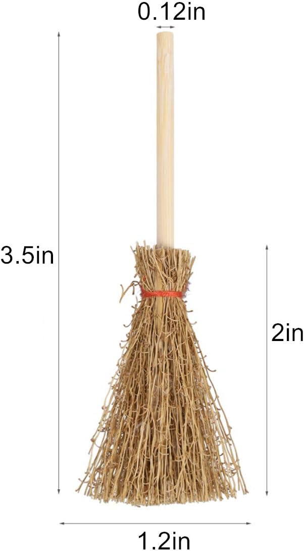 Mini Witch Hats and Brooms - Halloween Decorations for Party Favors, Birthday, Wedding, DIY Crafts Accessories - Set of 12 (6 Black Witch Hats + 6 Broom Sticks)