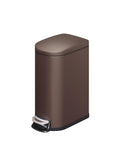 Garvee 2.6 gal / 10 L Metal Bathroom Trash Can with Lid, Slim Waterproof Garbage Can for Bedroom, Small Step-on Trash Bin with Inner Bucket, Rear Handle, Soft Close Lid, Brown