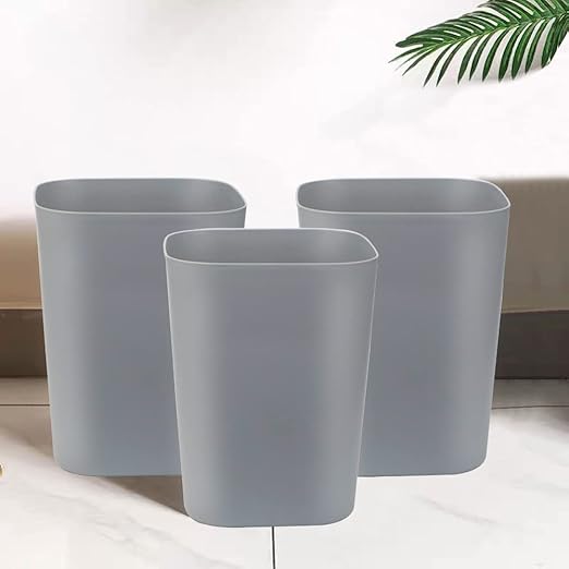 Besli 2 Gallon Small Trash Can Garbage Can Wastebasket for Bathroom Bedroom Kitchen Office,Pack of 3 (Gray)