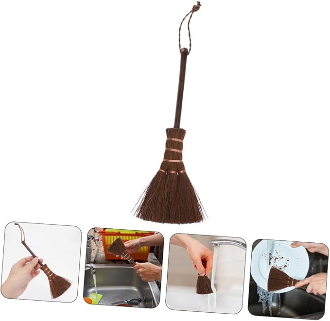 Happyyami 2pcs Mini Broom for Pet Hair Carpet Sweeper Brush Boys and Girls Mop and Handheld Dust Brush Portable Hand Tool for Table Desk Car Cleaning
