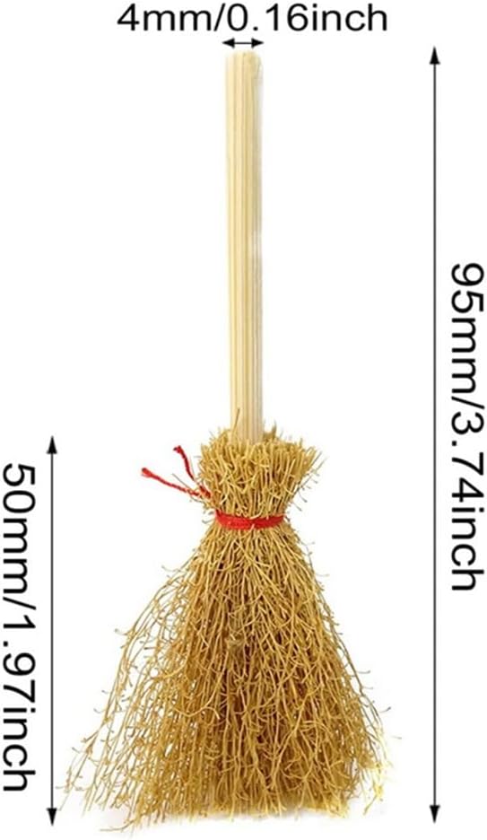 Mini Broom Rope Wizard Broom Halloween Decorative Accessory Hangings Decorations (Red)