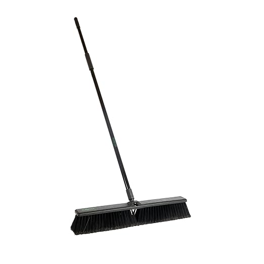 Restaurantware-Clean Tek Professional 23.62 Inch Push Broom, 1 Heavy-Duty Broom with 59â€ Handle - Fine Bristles, 2 Handle Attachment, Wooden, Commercial Use, for Deck, Garage, Yard, Patio