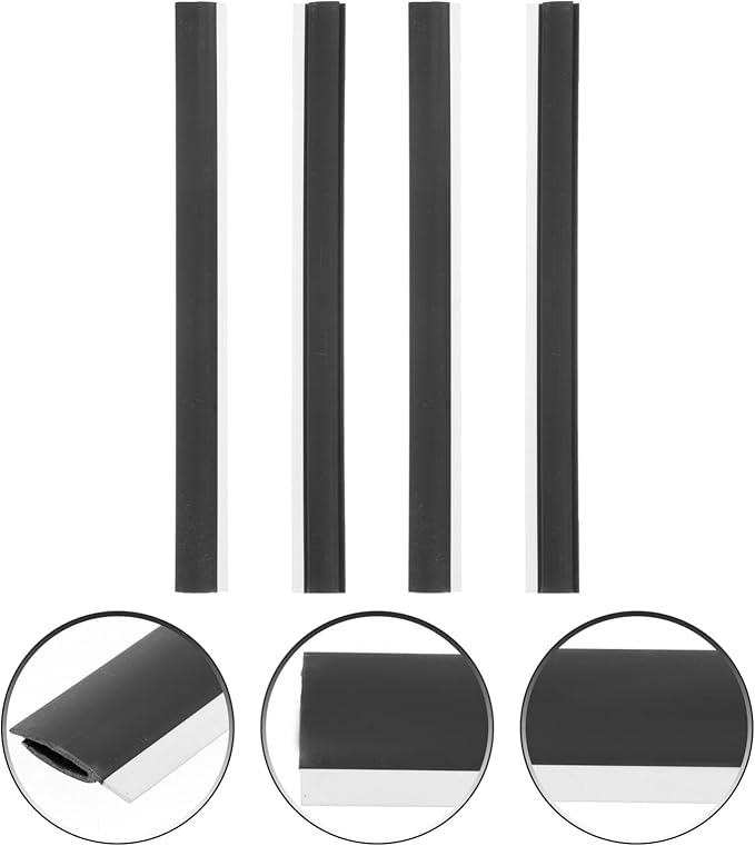 4Pcs Dustpan Rubber Lip Replacement Edge Strips for Efficient Cleaning Compatible with Various Cleaning Tools Easy to Install Rubber Material Soft Black