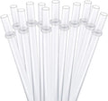 DAKOUFISH 15 inch Long Reusable Clear Plastic Replacement Drinking Straws for 128 oz & 100 oz & 64 oz water bottles,Tumblers, Set of 12 with Cleaning Brush (15inch, Clear)