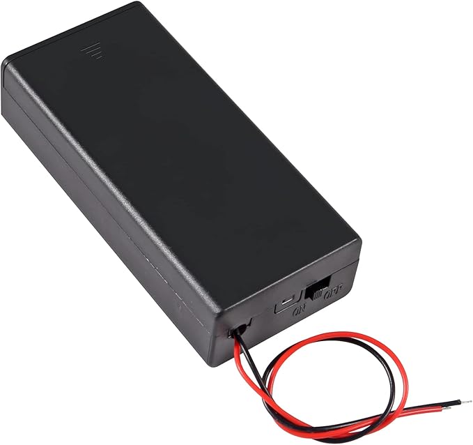 2pcs 18650 Battery Storage Case 2 Slots x 3.7V for 2x18650 Batteries Holder Box Container with ON/Off Switch (2 Slots with Switch Cover)