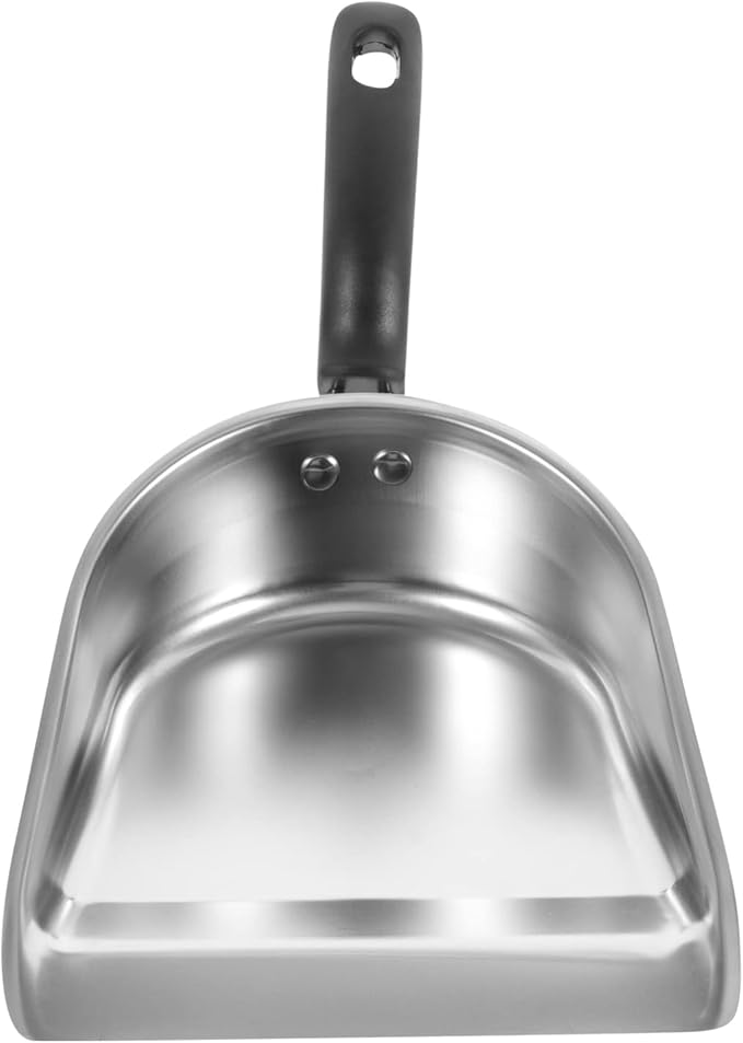 DOITOOL Stainless Steel Dustpan Handheld Scoop Pan with Bakelite Handle 15.15 Inch Large Capacity Metal Dust Pan for Home Cleaning and Household Sweeping