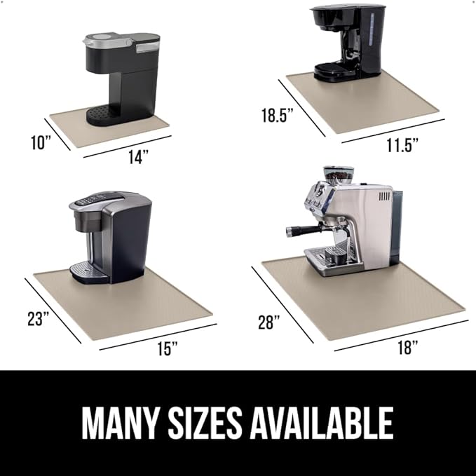 GORILLA GRIP Silicone Coffee Mat, Espresso Machine Bar Accessories, Keep Kitchen Counters Clean, Stays in Place, Waterproof and Heat Resistant Dish Drying Mats, Home Decor Essentials, 10x14, Almond