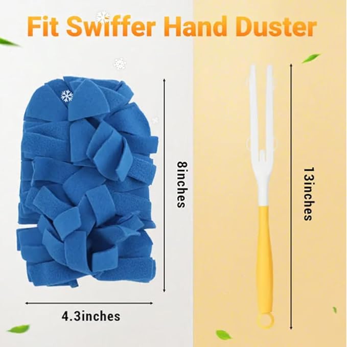 6 Pack 360° Electrostatic Duster Refills Compatible with Swiffer Hand Duster, Reusable & Washable Heavy Duty Duster Pads for Dust, Hair, Furniture, Blinds & Ceiling Fans, (Handle Included) (6 Pack)