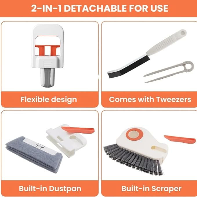 Window Cleaning Tool Set, 10 Pack Multi-Purpose Window Track Cleaner with Brushes, Scrapers and Gap Cleaning Tools for Home, Kitchen, Bathroom and Window Sills