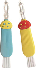 3 in 1 Cup Lid Gap Cleaning Brush Multifunctional Bottle Cleaning Brush for Water Bottle Cup Lid Gap for Gaps of Various Containers (Yellow Blue(Mushroom))
