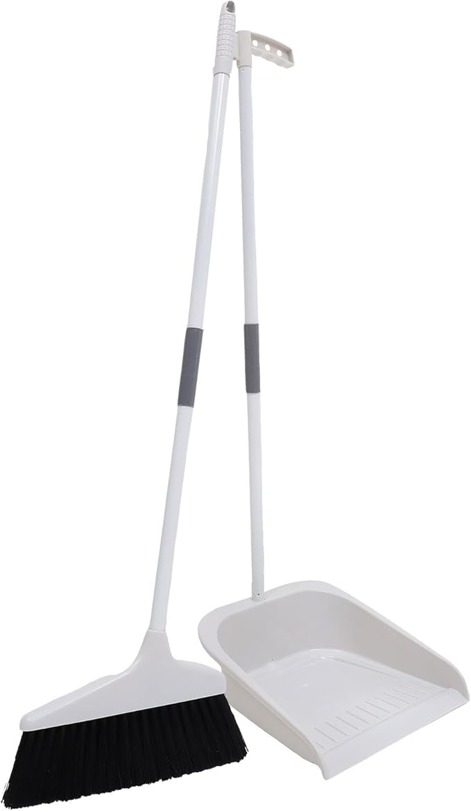 Broom and Dustpan Set for Home - 35.43In Long Handle Soft Broom with Upright Dustpan Combo for Indoor Floor Cleaning Kitchen Office Use Heavy Duty Sweeping Tool