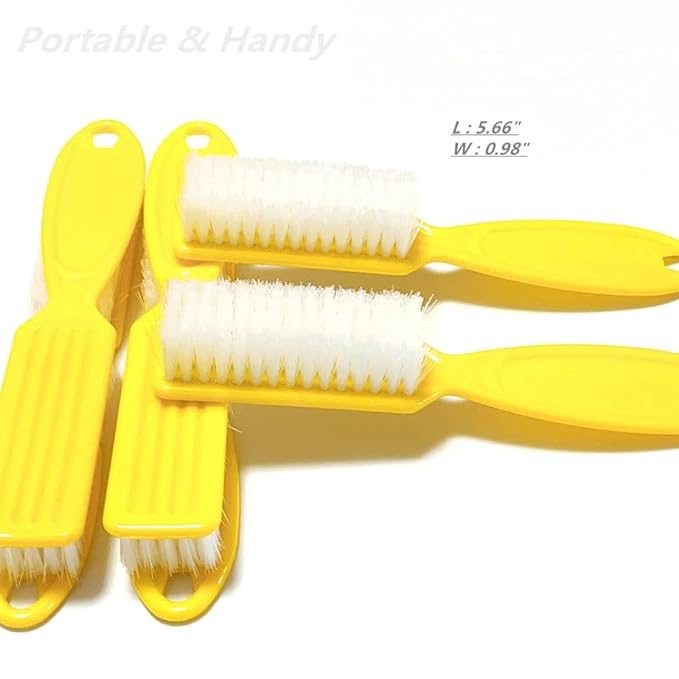 6Pcs Nail Brush for Cleaning Fingernails, Handle Grip Cleaning Brush for Nail and Toenail, Nail Dust Brush Manicure Pedicure Tools Scrubbing Brush Women Men Home Salon(Yellow)