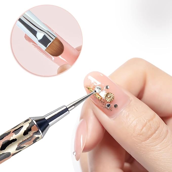 VONYA Kolinsky Acrylic French Tip Gel Nail Art Brush with Dotting Tool,For Professional Manicure Cuticle Clean up Nail Art Design. (Size14)