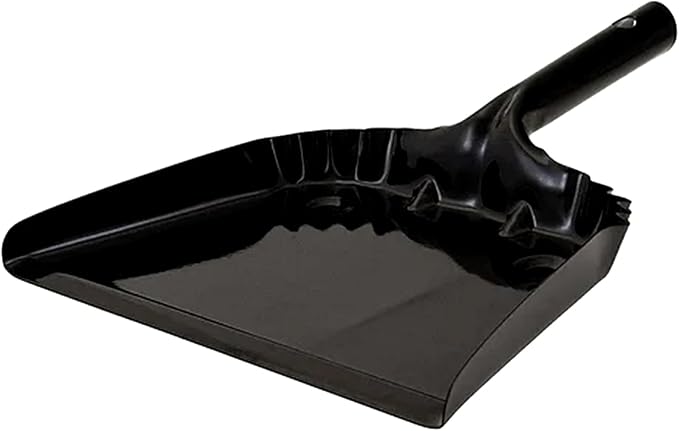 Behrens Portable Weatherproof Galvanized Steel Corrugated Dustpan for Home, Kitchen, Office, or Shop Cleaning and Organization, Black