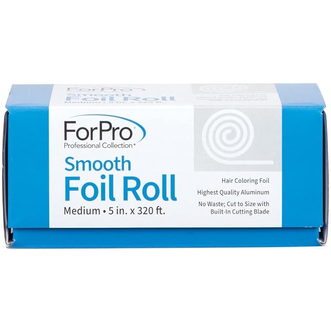 ForPro Professional Collection Smooth Aluminum Foil Roll, 320 Ft Hair Foils for Color Application and Highlighting Services, Silver, Medium, 5" W