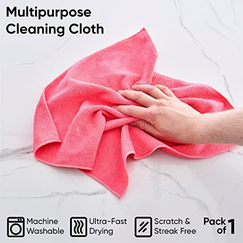 Superio Microfiber Cleaning Cloth for Cars, Kitchen Cleaning Rags for Housekeeping, 16" Micro Fiber Towels for House, Bathroom Absorbent All-Purpose Streak-Free lint-Free Wash Cloths (3 Pink)