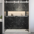 Twinglide VITRA-200 Frameless Shower Door 56.5-59" Width x 78" Height with 3/8" (10mm) Clear Tempered Glass (Chrome Double Towel Bars)