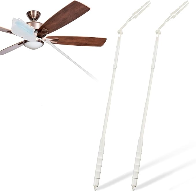 2 Pcs 3 ft Replacement Handles Compatible with Swiffer Duster Refill, Extended Handle, Removal Duty, Adjustable Length for Home Fan Window Cleaning (White)