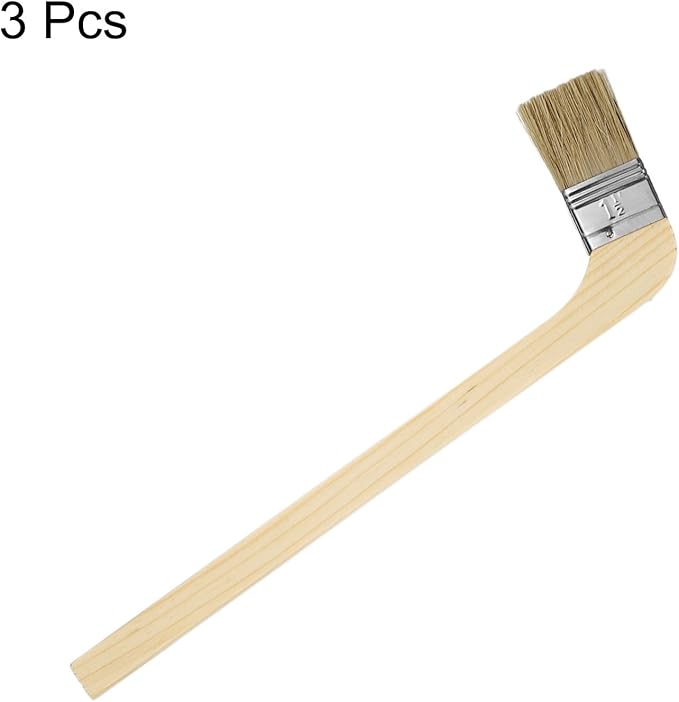 HARFINGTON Paint Brush 3Pcs 1.5" Brush Width Reusable Variety Angled Bend Brushes Radiator Paint for All Latex Oil Painting Furniture Walls Treatment, Brown